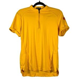Apparel Collection Womens Yellow Quarter Zip McDonalds Short Sleeve Shirt Medium